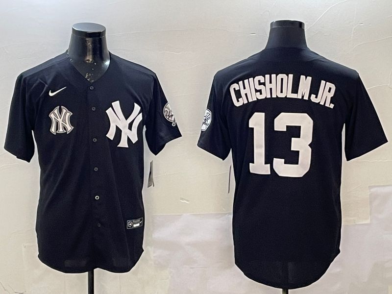 Men New York Yankees 13 Chisholm jr Black Fashion Game 2025 Nike MLB Jersey style 1